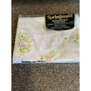Springmaid Bed Linens Wondercale Pink Daisy Twin Size Flat Sheets Retro 70s MCM